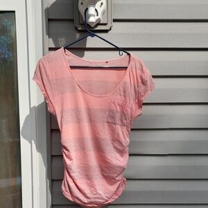 Guess Pink Ruched Short Sleeve Tee Small